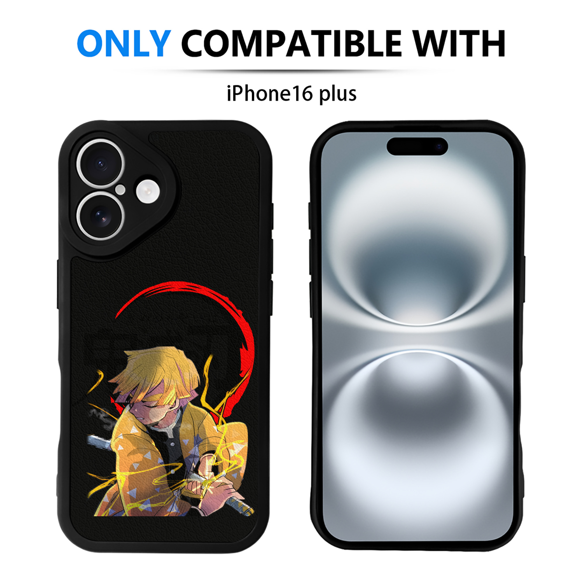 （画像用） 鬼滅の刃（きめつのやいば）我妻 善逸／あがつま ぜんいつ Agatsuma Zenitsu 【iPhone 16シリーズ対応】シリコンスマホケース（レザー調） 材質：シリコン